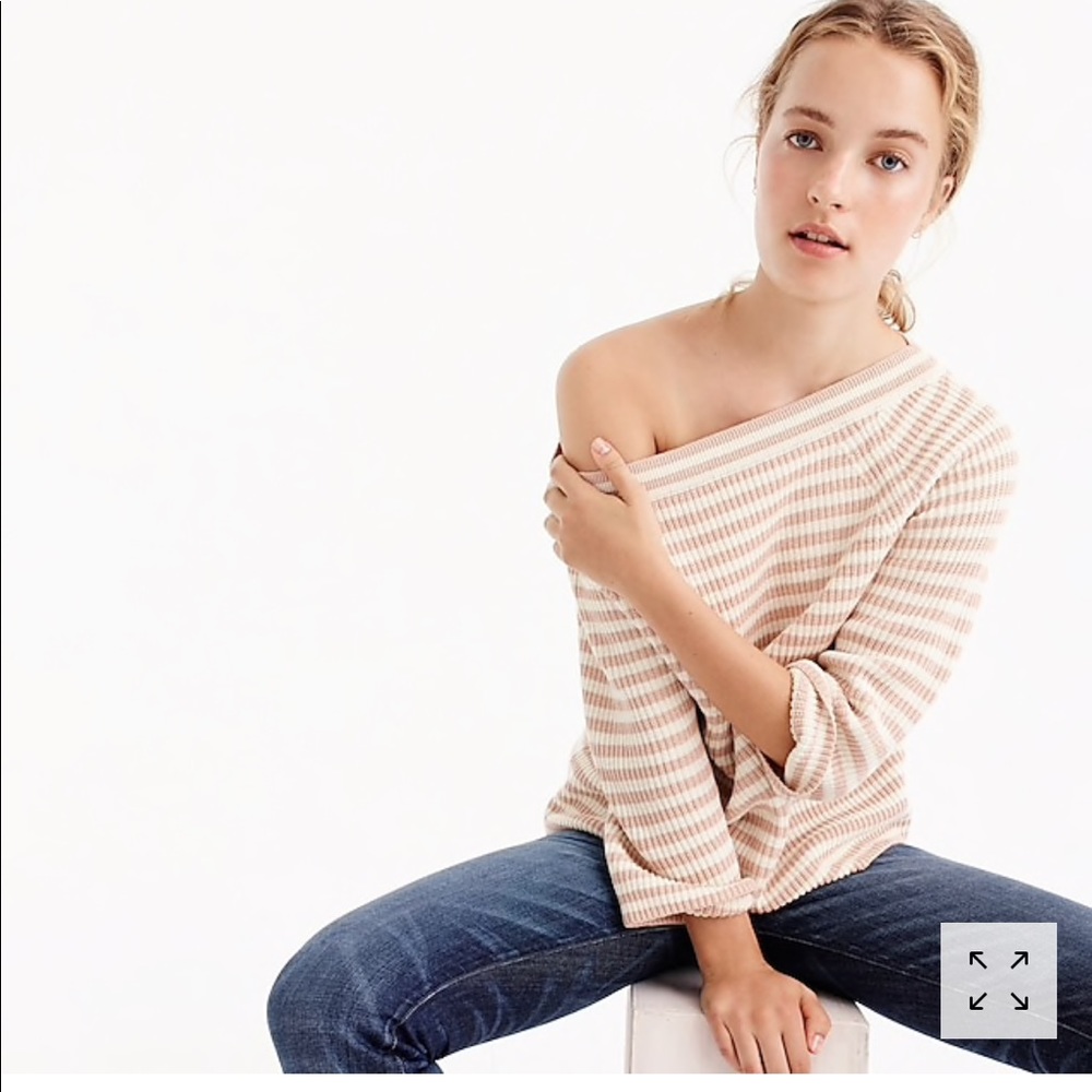 J.Crew relaxed boatbeck sweater stripe pink white